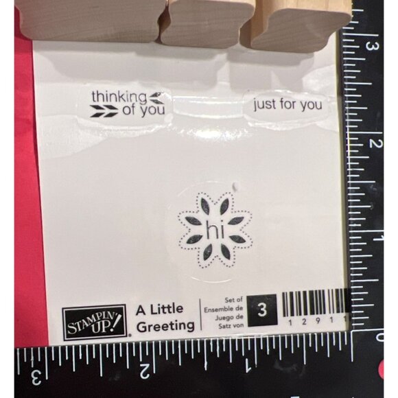 Set Of 3 Stampin Up! A Little Greeting Wood Mounted Rubber Stamps 129111 - Picture 1 of 2